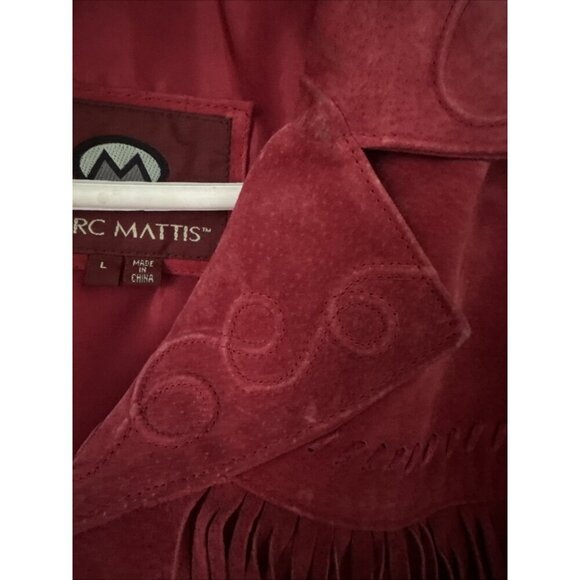 COWBOY LEATHER FRINGE JACKET biker tassle turquoise MARC MATTIS Women’s Size Med - Picture 5 of 6